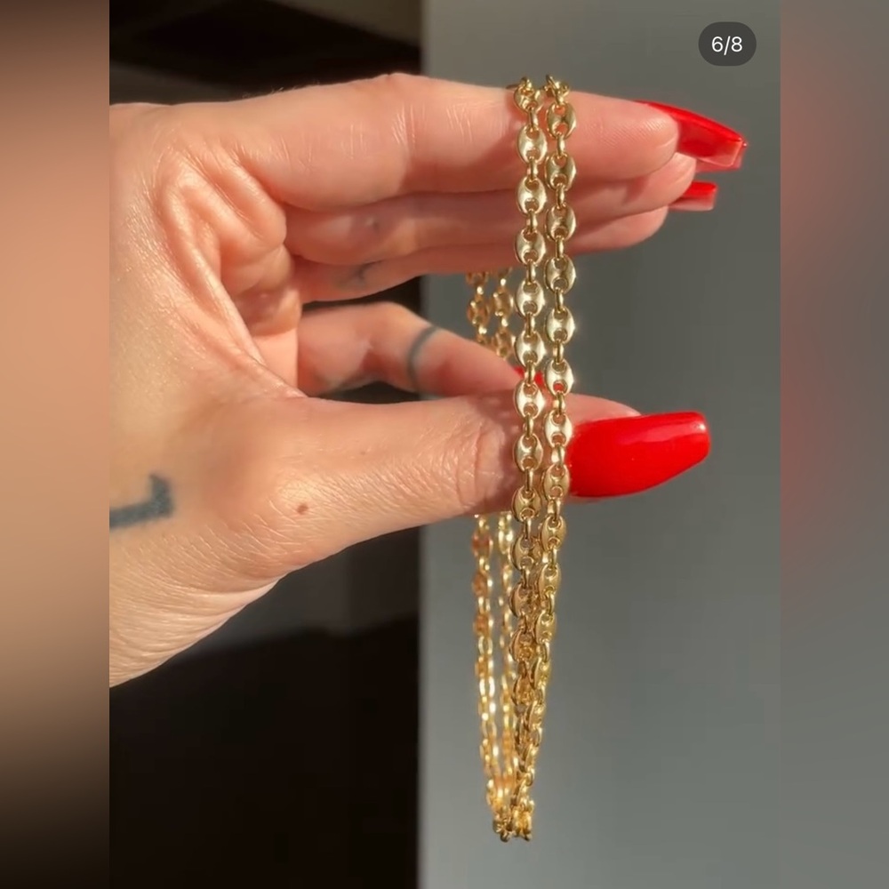 {{SOLD}} 14k Gold Vtg Italian Puffy Mariner Chain Necklace 25.5g 24 Inch 4.7mm